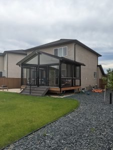 Black gable sunroom & composite stairs