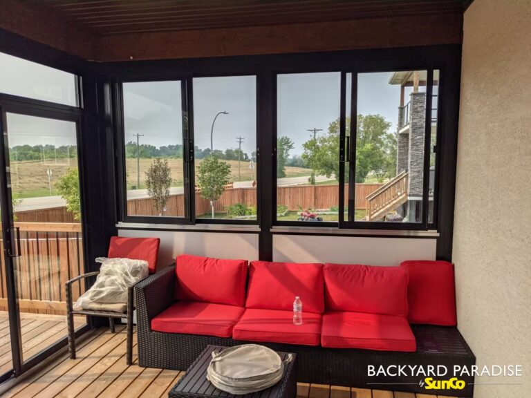 black curtain wall sunroom st adolphe manitoba