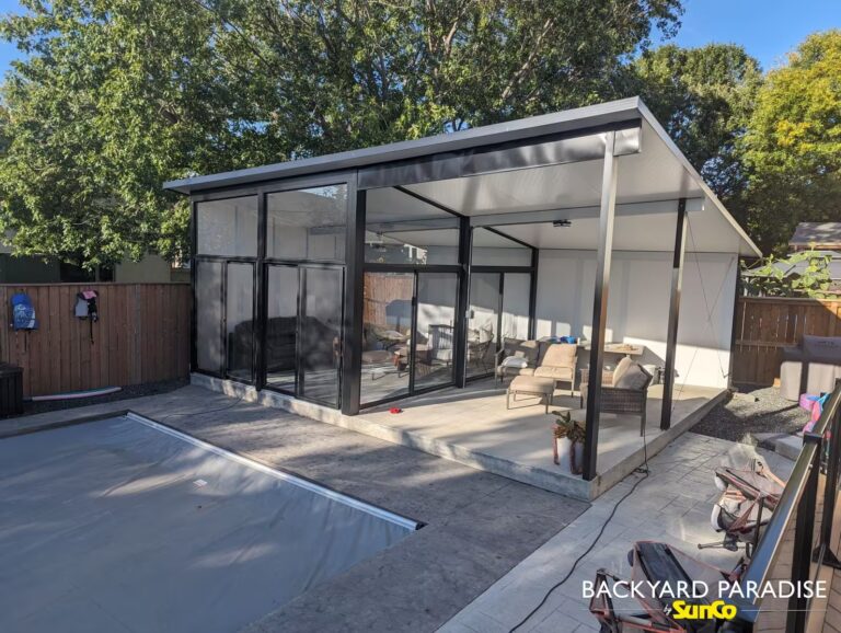 black free standing pool house charleswood winnipeg