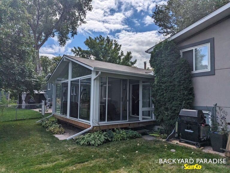 white gable sunroom in portage la prairie manitoba